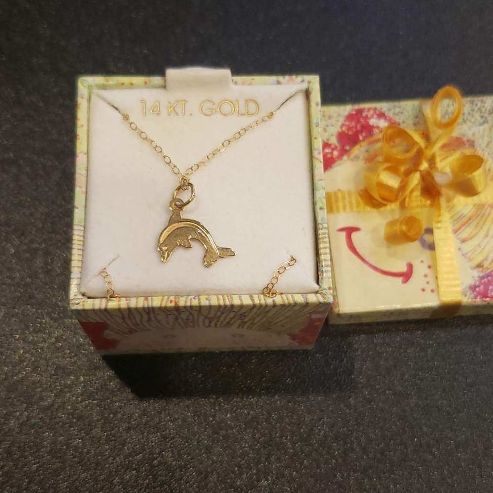 Baby Gold 14k gold dolphin necklace